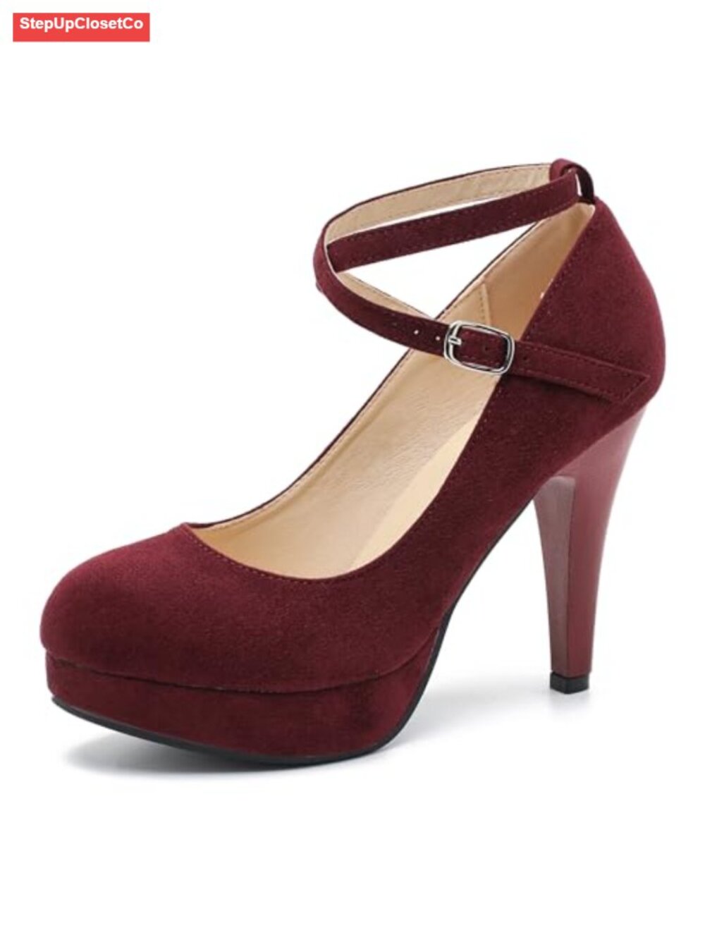 Women's Platform Pumps Closed Toe Ankle Strap High Heel Dress Shoes